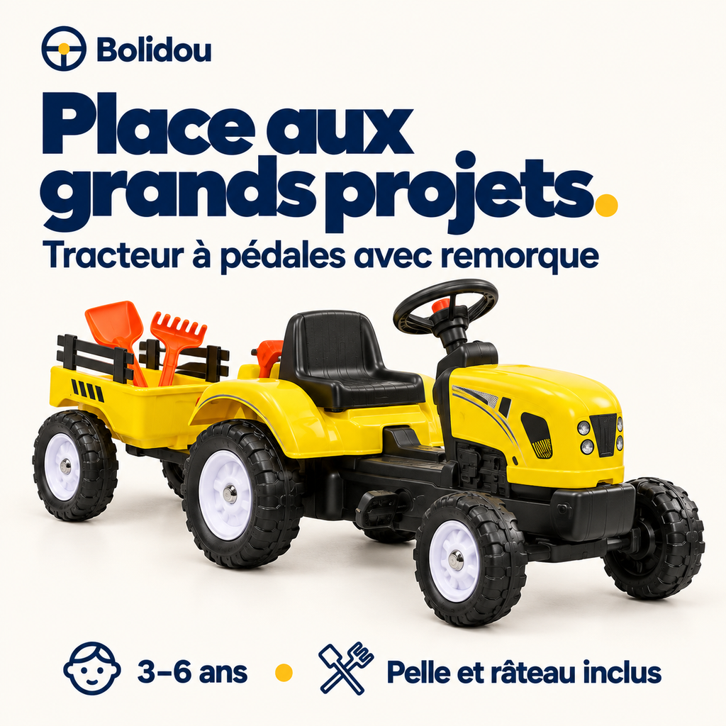 Tracteur à pédales avec remorque
