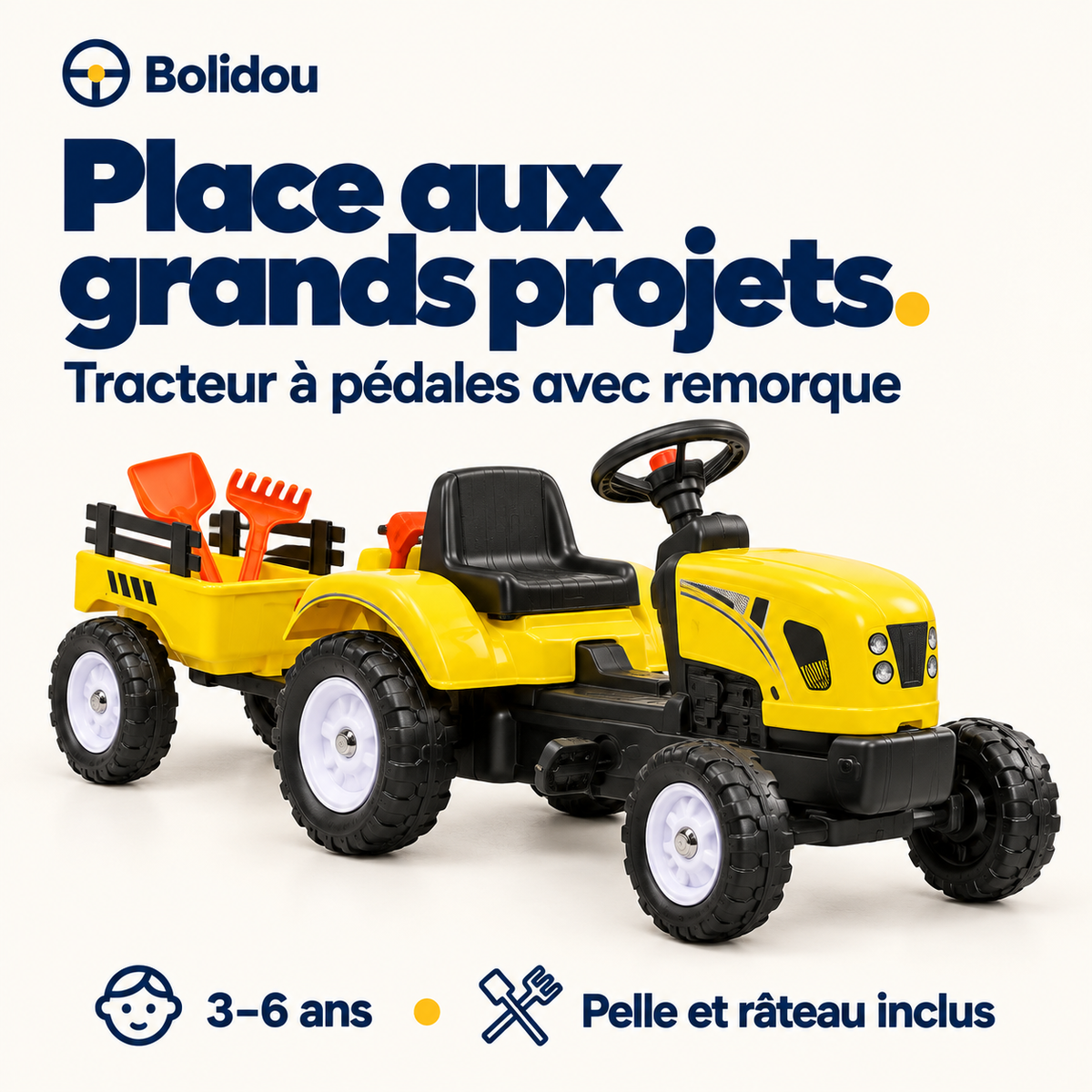 Tracteur à pédales avec remorque