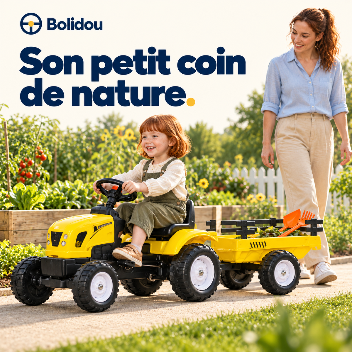 Tracteur à pédales avec remorque