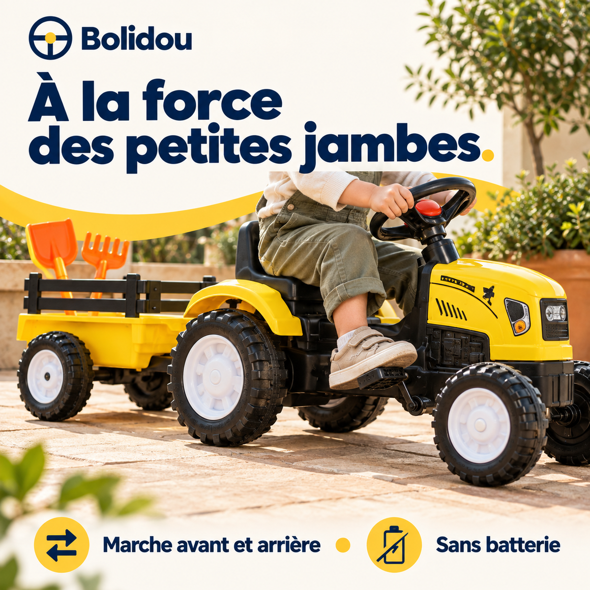 Tracteur à pédales avec remorque
