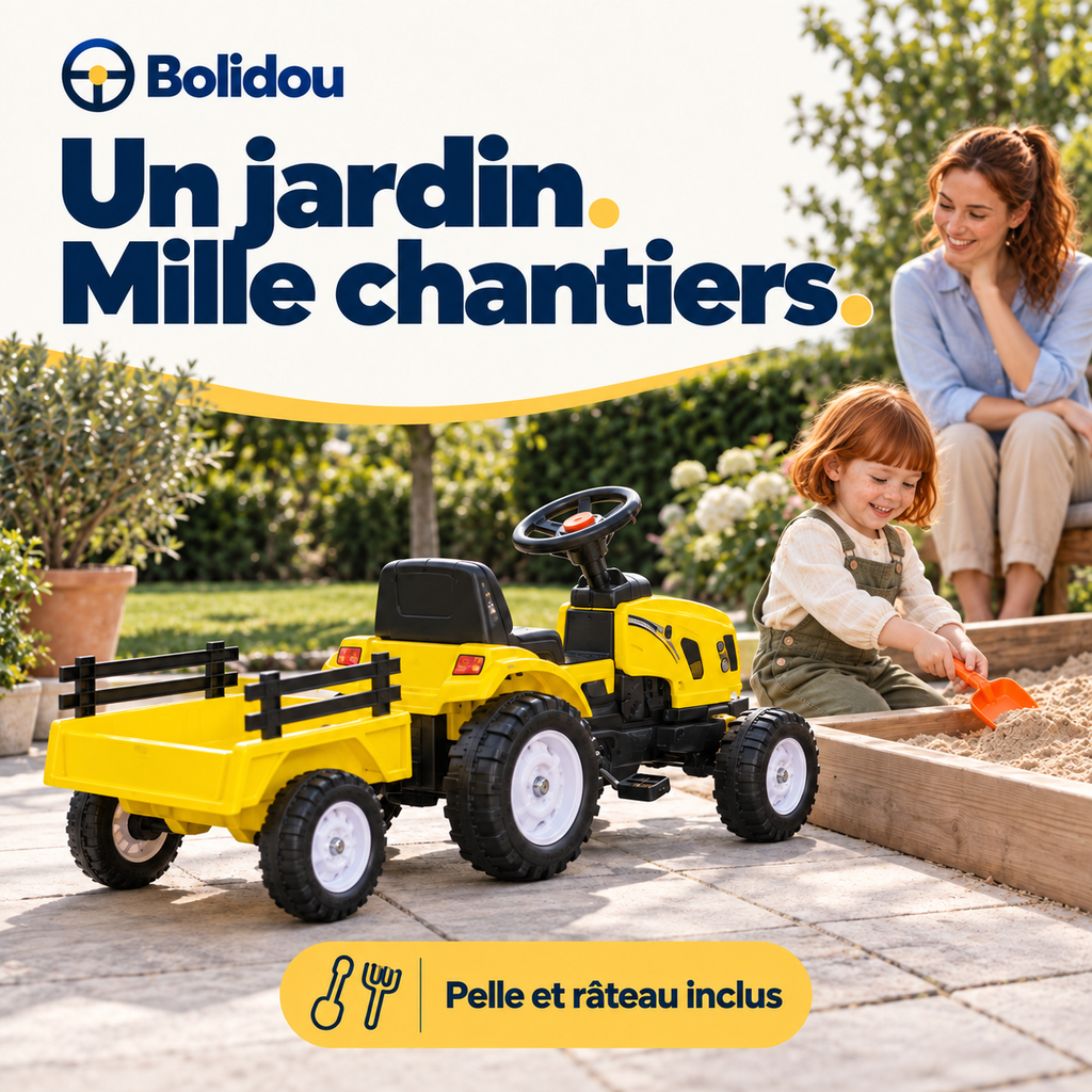 Tracteur à pédales avec remorque