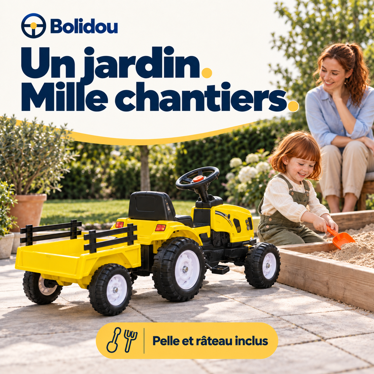 Tracteur à pédales avec remorque