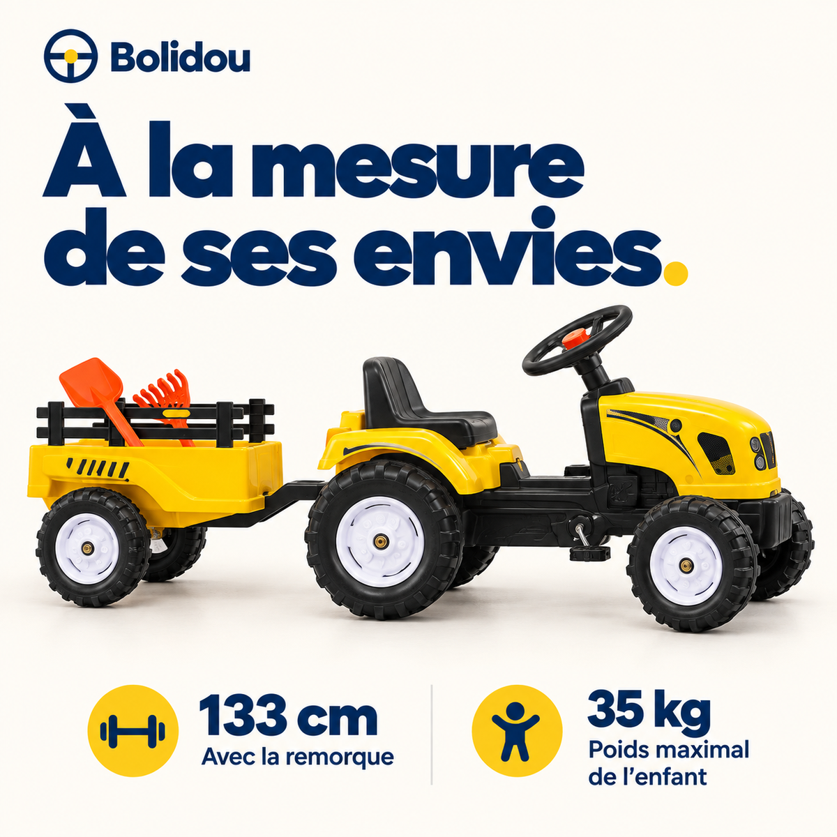 Tracteur à pédales avec remorque